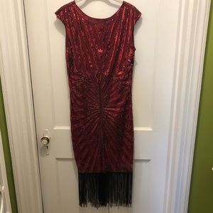 Crimson Roaring 20's Flapper Dress